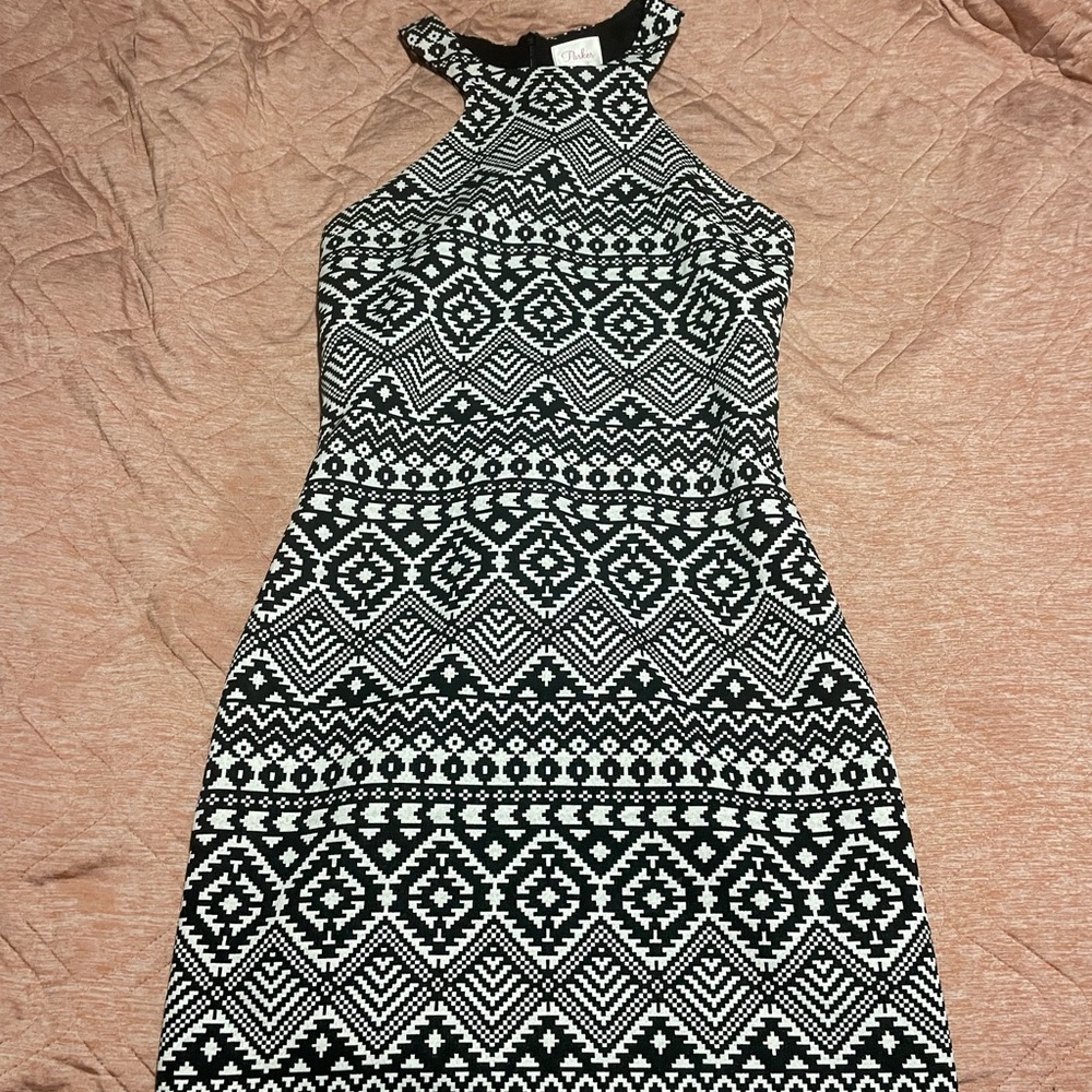 Parker Black and White Print Sleeveless Dress
